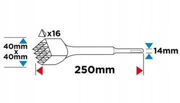 ШЛИФОВКА SDS PLUS 40 X 40 ММ, ГРАФИТ, 16 ЗУБЦИЙ