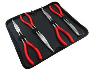 НАБОР 4 ПРЯМЫХ КОМБИНИРОВАННЫХ ПЛОСКОГУБЦИЙ ДЛИННЫХ ИЗОГНУТЫХ