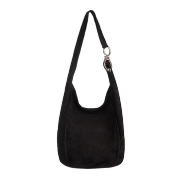 WŁOSKA TOREBKA WOREK ZAMSZ NATURALNY CZARNA