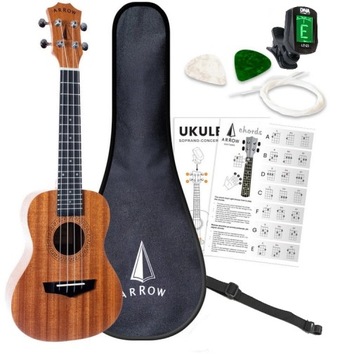 ARROW MH10 MAHOGANY CONCERT UKULELE SET UKULELE KONCERTOWE W ZESTAWIE