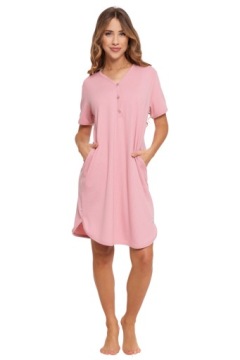 ЖЕНСКАЯ НОЧНАЯ РУБАШКА ИЗ ВИСКОЗЫ В РЕБРУСКУ С КОРОТКИМИ РУКАВАМИ MORAJ R.L.