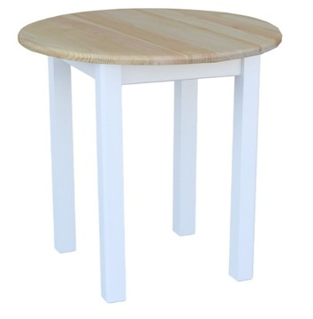 STÓŁ KUCHENNY DREWNIANY OKRĄGŁY 70 CM DWA KOLORY BIAŁY+SOSNA
