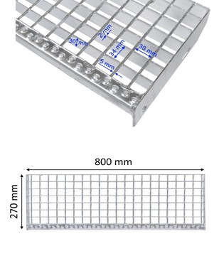 Ступеньки WEMA 800x270 мм | оцинкованный | 30x2 мм | металлическая ступенька, ступени