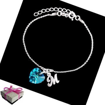 Bransoletka Litera M Serce Swarovski El. Srebro