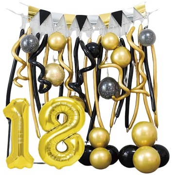 ZESTAW DEKORACJI balony 18 urodziny ŚCIANKA XL