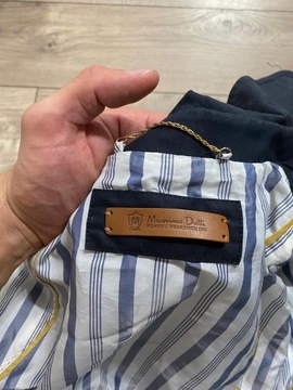 MASSIMO DUTTI PŁASZCZ TRENCZ KRÓTKI GRANATOWY S