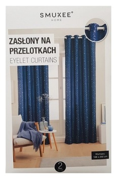 Zasłony Oxford z nadrukiem przelotki 138x250cm