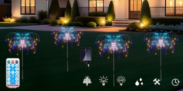 4x СОЛНЕЧНАЯ САДОВАЯ ЛАМПА Светодиодный фейерверк в форме одуванчика 480LED с дистанционным управлением