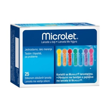 Lancety Microlet kolorowe 25 sztuk