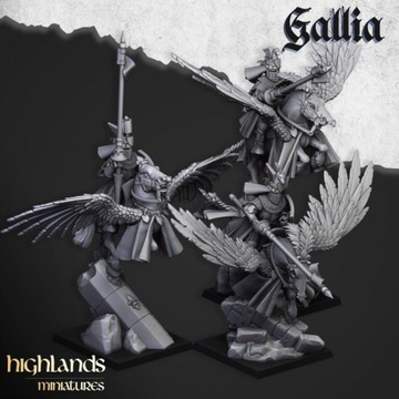 Gallia Knigths on Pegasus, Highlands Miniatures