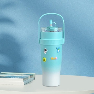 Бутылка для воды 1200мл с крышкой Бутылка для воды с трубочкой, синяя