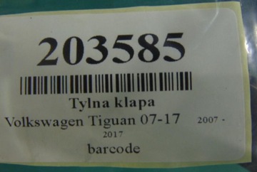 VOLKSWAGEN TIGUAN ZADNÍ VÍKO KUFRU