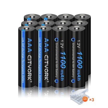 12 sztuk 1,2 V 1100 mAh AA akumulator NIMH z pojemnikiem na baterie