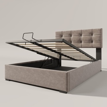 Гидравлическая односпальная кровать 90х200 см с металлической обивкой + матрац