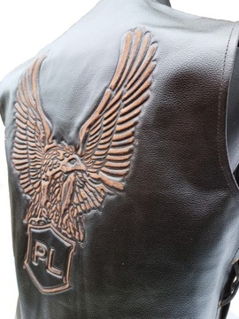 Кожаный мотоциклетный жилет с логотипом Eagle, размер PL. XL