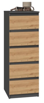NOWOCZESNA KOMODA SŁUPEK 40CM ANTRACYT DĄB ARTISAN SZUFLADY REGAŁ SZAFKA