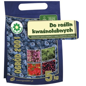 NAWÓZ DO BORÓWKI WRZOSÓW HORTENSJI ROŚLIN KWAŚNOLUBNYCH OGRÓD 2001 5KG