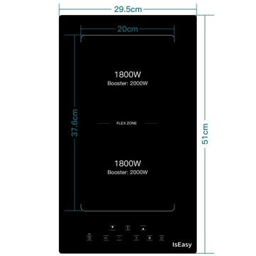 Płyta indukcyjna IsEasy 2 strefy Funkcja Boost 30 cm 3400 W (2 w 1)