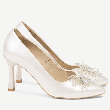 BRILU PEARL СВАДЕБНЫЕ ВЫСОКИЕ КАБЛУКИ С ОТДЕЛКОЙ Слоновой кости 35