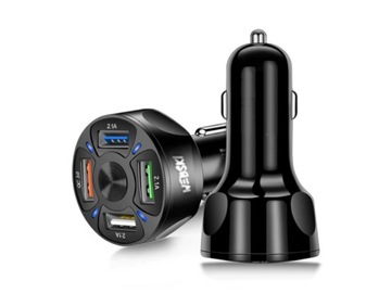 Szybka Ładowarka Samochodowa Adapter 4w1 4xUSB 25W