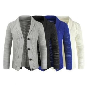 Oversize Cardigan Sweater Men Solid Color Turn-dow