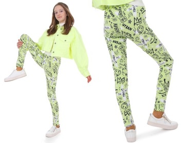 Legginsy wzorzyste getry NADRUKI - 128 KROPEK 042