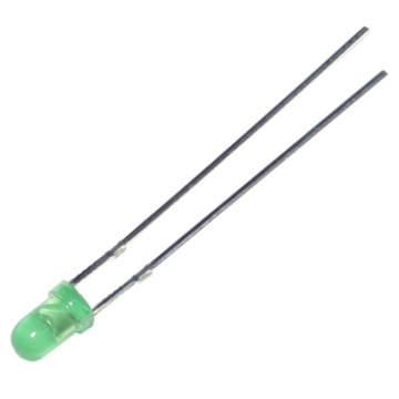 Dioda LED 3mm zielona green dyfuzyjna x10szt.