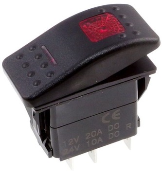 Przełącznik Carling ON-OFF 2-poz 5-pin czerwone, SW-CSW-8-RED