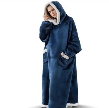KOC BLUZA OVERSIZE CIEPŁA 2W1 GRUBA XXL FUTRZAK KOCOBLUZA Z KAPTUREM