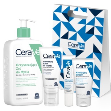 CeraVe Zestaw Krem pod Oczy 14g, Krem do Twarzy 52ml, Żel 473ml