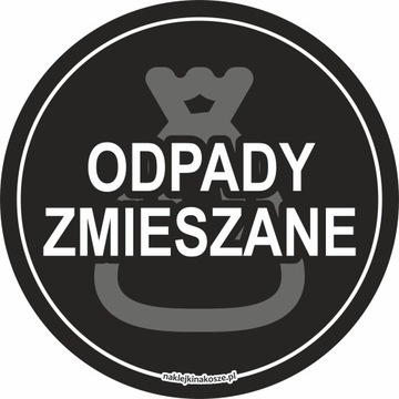 Naklejka NA KOSZ SEGREGACJA śmieci ZMIESZANE 15 cm