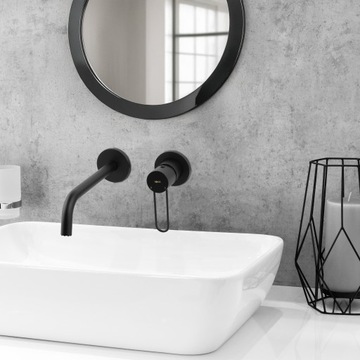Bateria umywalkowa podtynkowa czarna kran do umywalki podtynkowy loft YOKA