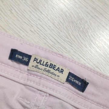 PULL BEAR _ PIĘKNE JEANSOWE SPODENKI Z LOGO _ S/M