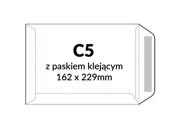 Koperty C5 format a5 białe z paskiem 50 szt