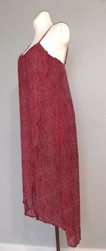 651. H&M szyfonowa asymetryczna sukienka bordowa we wzorek r 34/36