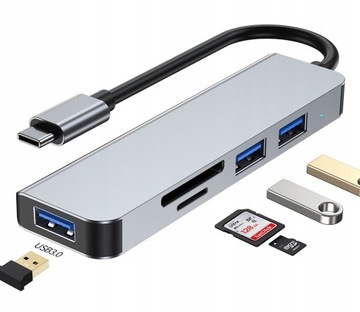 РАЗДЕЛИТЕЛЬ ПОРТОВ USB C 3.0 3x USB 2x SD TF КАРТРИДЕР АДАПТЕР 5 В 1