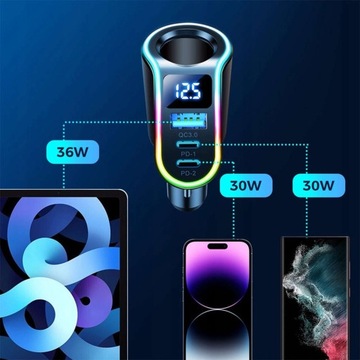 АВТОМОБИЛЬНОЕ ЗАРЯДНОЕ УСТРОЙСТВО USB QC 3.0 2x USB-C PD 150 Вт