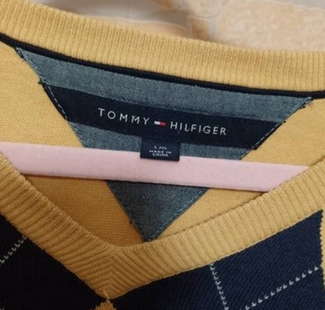 (L) Tommy Hilfiger/ Ekskluzywny, Biznesowy Sweter męski w serek