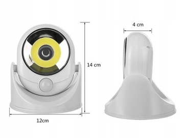 Lampka lLED z czujnikiem ruchuna baterie cob 360