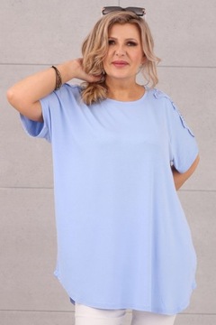 BAWEŁNIANA BLUZKA OVERSIZE TSHIRT Z KRÓTKIM RĘKAWEM LETNIA LUŹNA PLUS SIZE