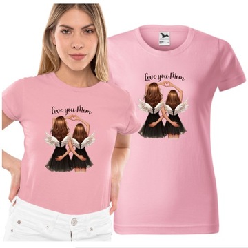 PREZENT DLA MAMY KOSZULKA Z MAMĄ I CÓRKĄ DZIEŃ MAMY MATKI T-SHIRT DAMSKI