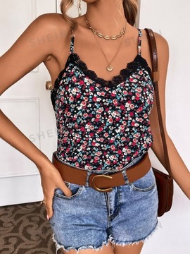 SHEIN TOP DAMSKI W KWIATKI Z KORONKĄ ROZM S 293