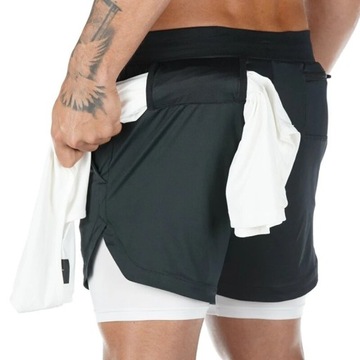 Camo Black Gym Men 2 in 1 Sports Jogging Shorts Sq