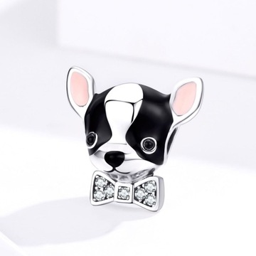 G112 Pies chihuahua charms koralik beads srebro 92