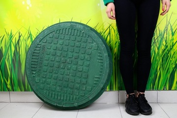 ЗАКРЫТЫЙ люк для септика, крышка колодца, зеленый, 75см, садовый, ДО 1,5 ТОНН