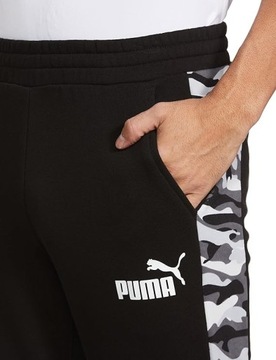 2955 SPODNIE PUMA MĘSKIE DRESOWE BAWEŁNIANE DRESY CZARNE MORO S