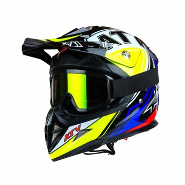 JUNIOR HORN KASK MOTOCYKLOWY DZIECKO CROSS GOGLE M