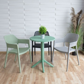 Стул балконный TARAS садовый ЧЕРНЫЙ пластиковый КОМФОРТНЫЙ стул GARDEN 193B
