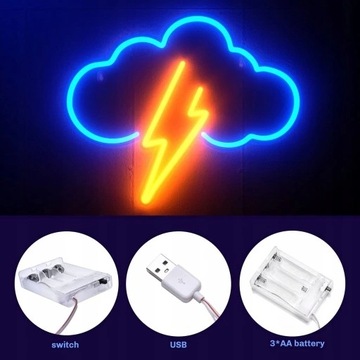 Neon LED USB Chmura Dekoracja Ścienna Ścienna