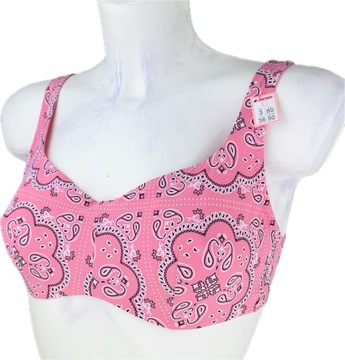 Tezenis PARIS biustonosz miękki fiszbina mikrofibra nadruk bandanka róż 90B